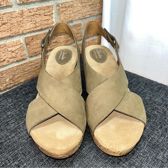 Clarks Annadel Eirwyn Wedge Sandal Olive khaki- 8.5 - Picture 2 of 9